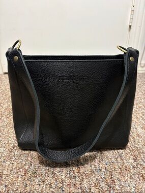 Portland Leather Goods Black Leather Triangle Shoulder Bag -